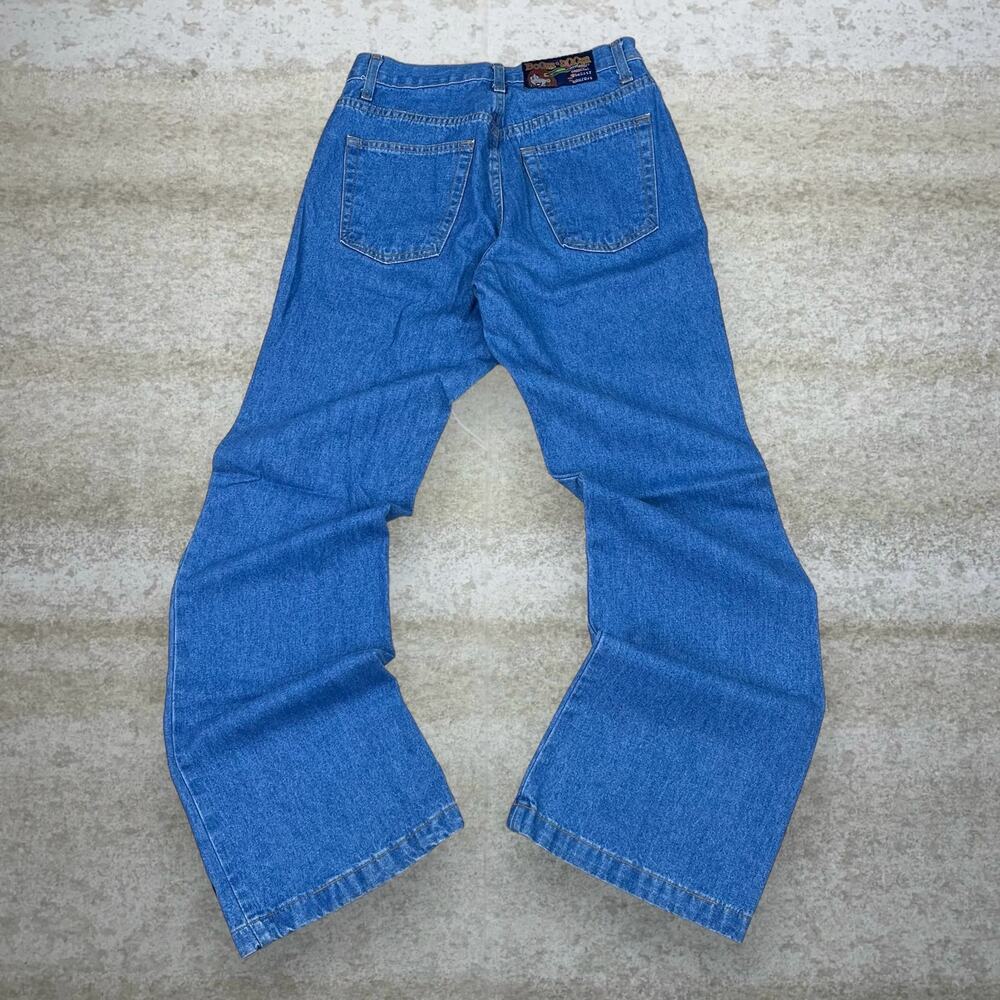Vintage 90s Boom Boom Jeans 28x34 Flared Fit Bell Bottom Medium Wash Made in USA - Picture 2 of 4